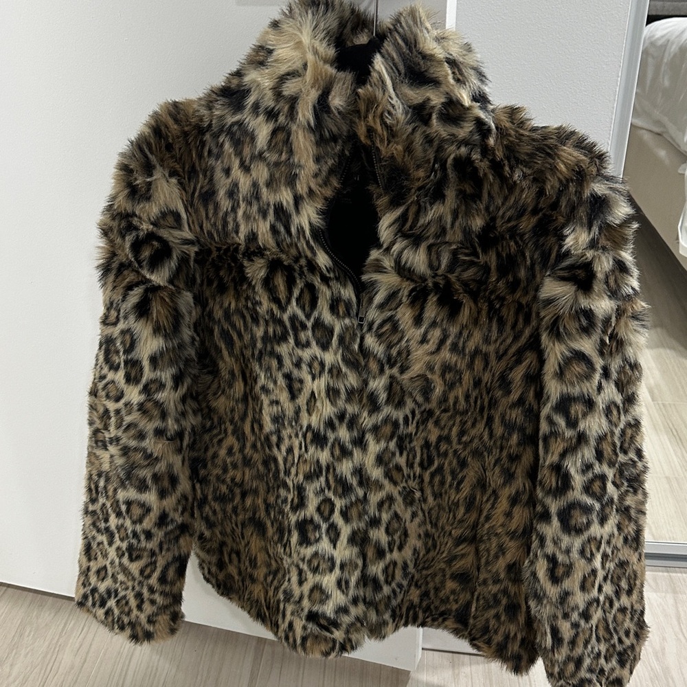 Alfani Faux Fur Leopard Puffer Jacket